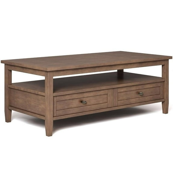 Bowery Hill Solid Wood 48" Coffee Table in Rustic Natural Aged Brown