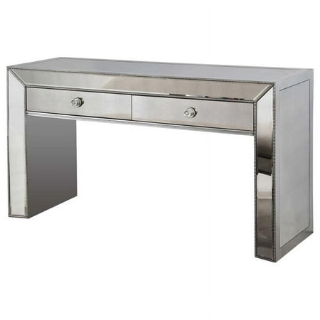 Bowery Hill Solid Wood Console Table in Silver and Mirrored Inlays
