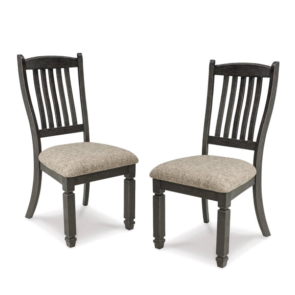 Bowery Hill Solid Wood Dining Side Chair in Gray and Brown (Set of 2)