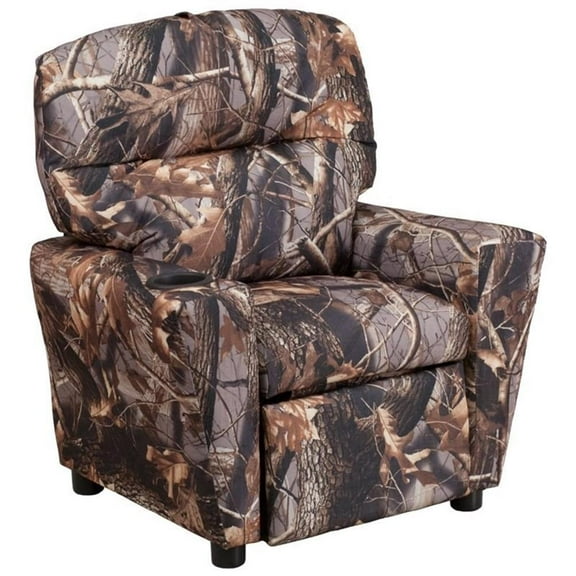 Bowery Hill Solid Wood Kids Recliner in Camouflage Fabric