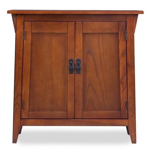 Bowery Hill Solid Wood Mission Hall Stand with Double Doors in Brown