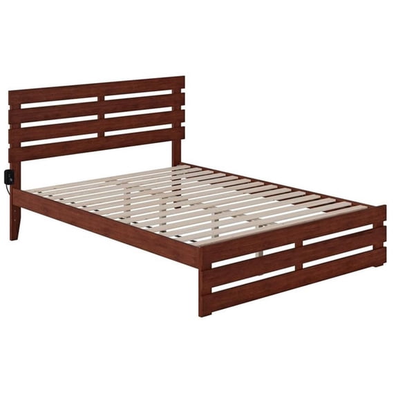 Bowery Hill Solid Wood Queen Bed with Footboard in Walnut