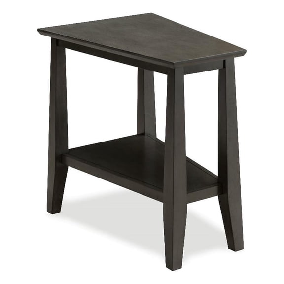 Bowery Hill Solid Wood Recliner Wedge Table with Open Shelf in Gray
