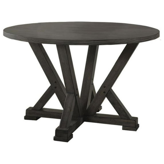 Bowery Hill Solid Wood Round Dining Table in Antique Rustic Gray