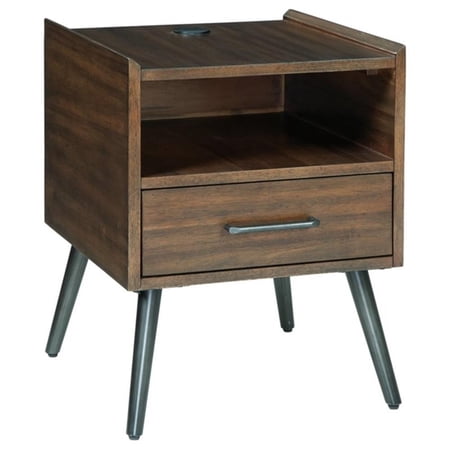 Bowery Hill Square Engineered Wood End Table in Brown