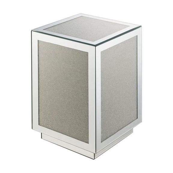 Bowery Hill Square Glass Accent Table with Mirrored Faux Diamond Frame