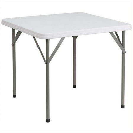 Bowery Hill Granite White Folding Table Square Waterproof 34.25" Unassembled