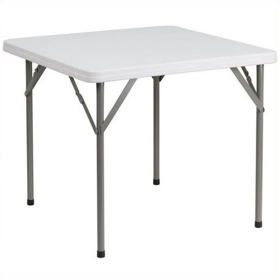 Bowery Hill Square Granite Folding Table in White