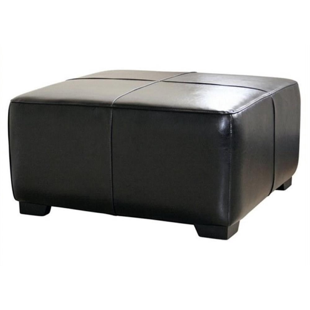 Bowery Hill Bonded Leather Black Ottoman Square 31.5" Unassembled