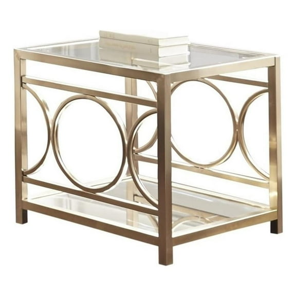 Bowery Hill Square Modern Metal End Table in Gold Chrome/Yellow Ish