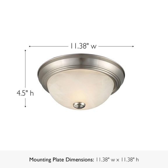 Bowery Hill Stainless Steel Ceiling Light with Alabaster Glass in Silver 2-Pack