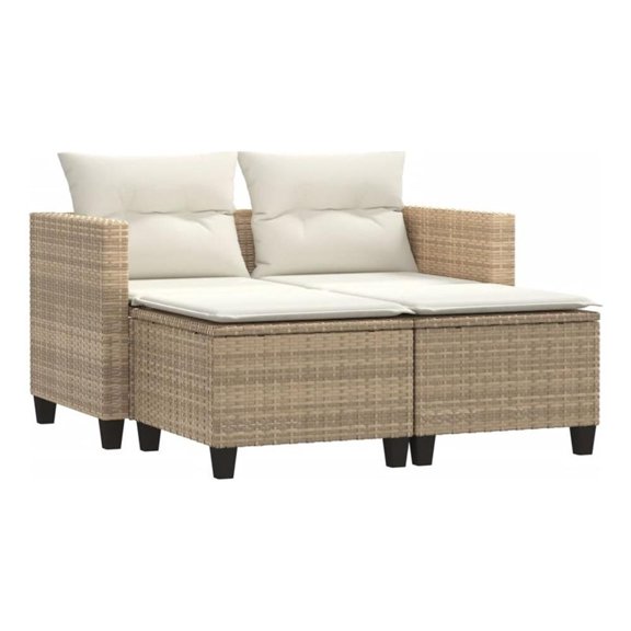 Bowery Hill Standard PE Rattan Garden Sofa With Removable Covers in Beige