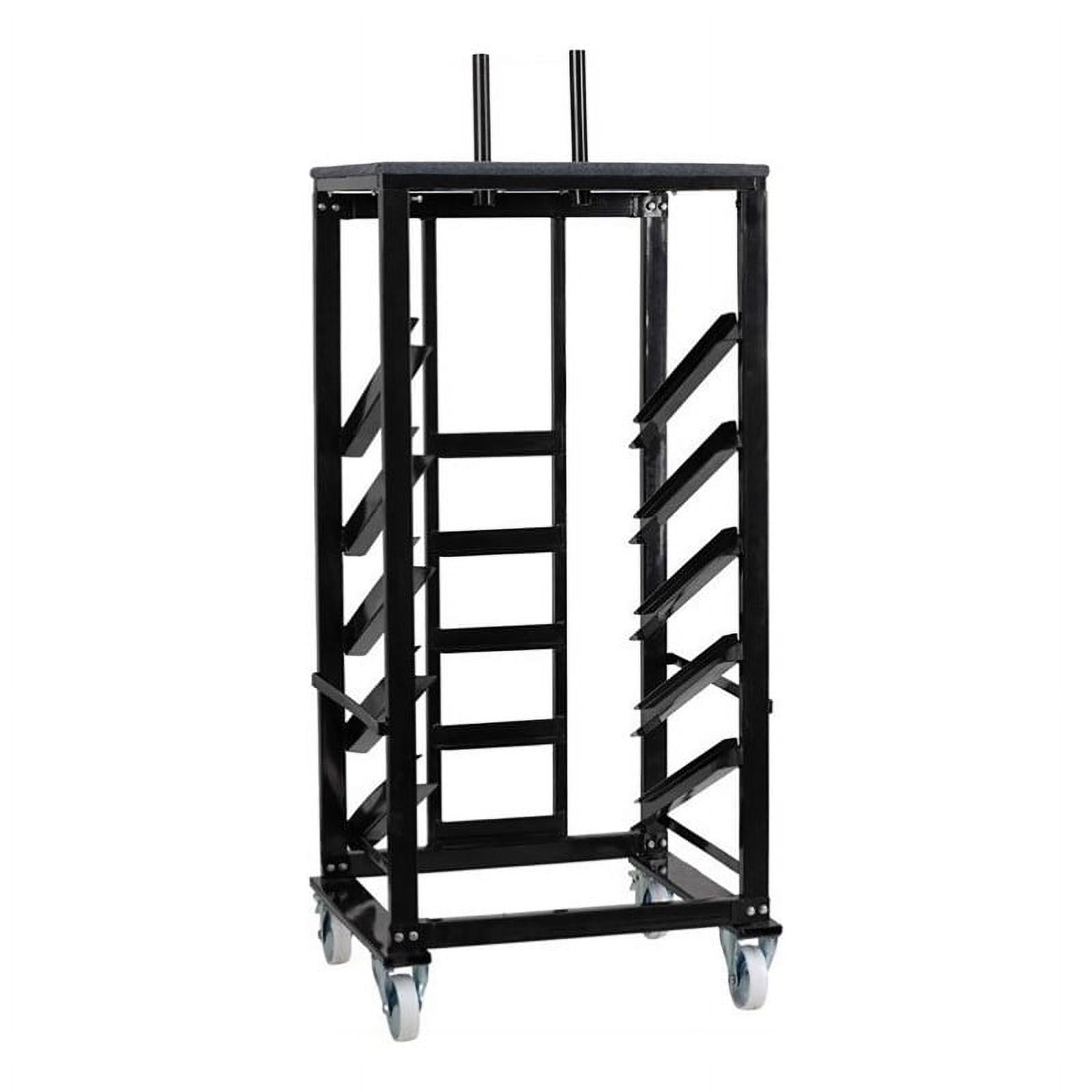 Bowery Hill Steel Metal Cocktail Table Dolly for Round Table in Black