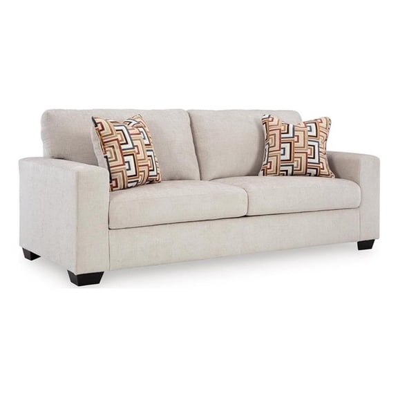 Bowery Hill Stone Polyester Sofa with Eclectic Accent Pillows
