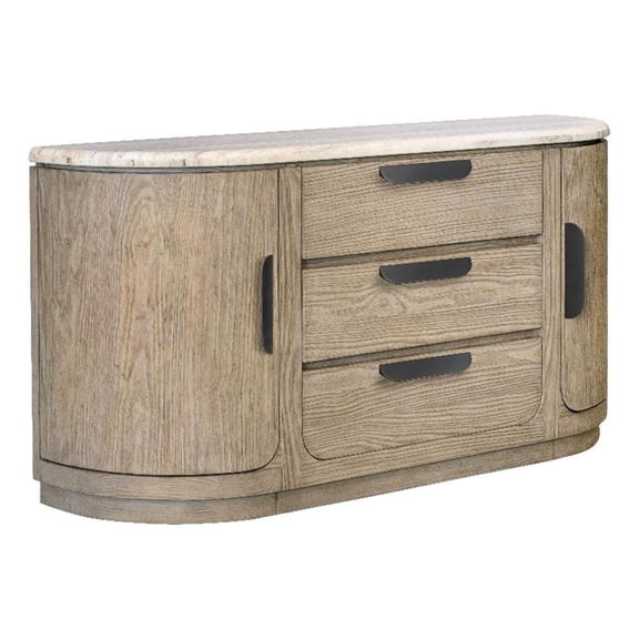 Bowery Hill Stone Top Buffet With 3 Drawers and 2 Doors in Dorian Grey