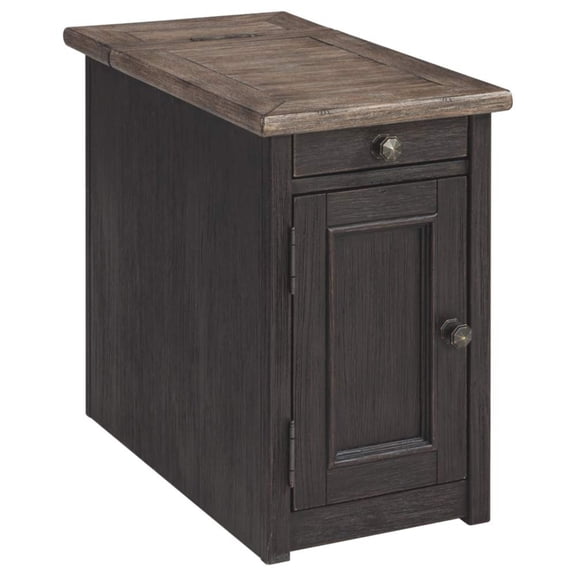 Bowery Hill Storage End Table with USB Ports in Gray