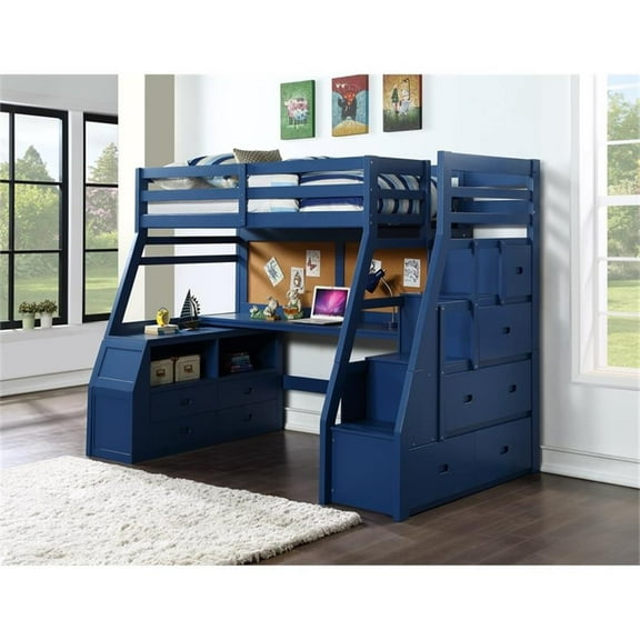 Bowery Hill Storage Loft Bed in Navy Blue Finish