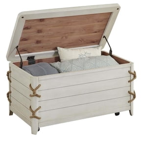 Bowery Hill Poplar White Storage Trunk Rectangular 20" H x 38" W x 22" D