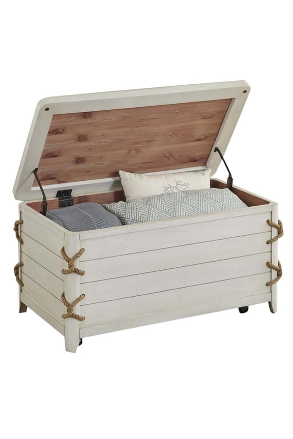 Poplar White Storage Trunk Rectangular 20" H x 38" W x 22" D