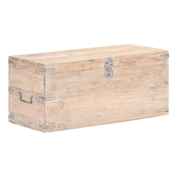 Bowery Hill Sturdy Acacia Wood with Iron Accents Chest in White Finish