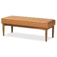thumbnail image 1 of Bowery Hill Tan and Brown Finished Wood Dining Bench, 1 of 7