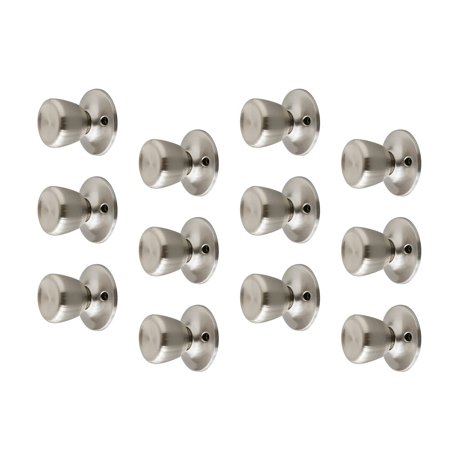 Bowery Hill Terrace 12-Pack Brass Dummy Door Knob in Satin Nickel