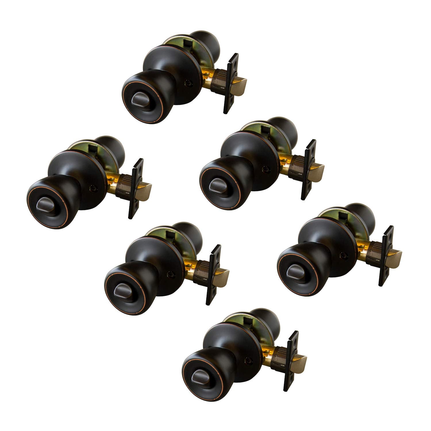 Bowery Hill Terrace 6-Pack Brass Door Knob with 6 Way Latch in Bronze