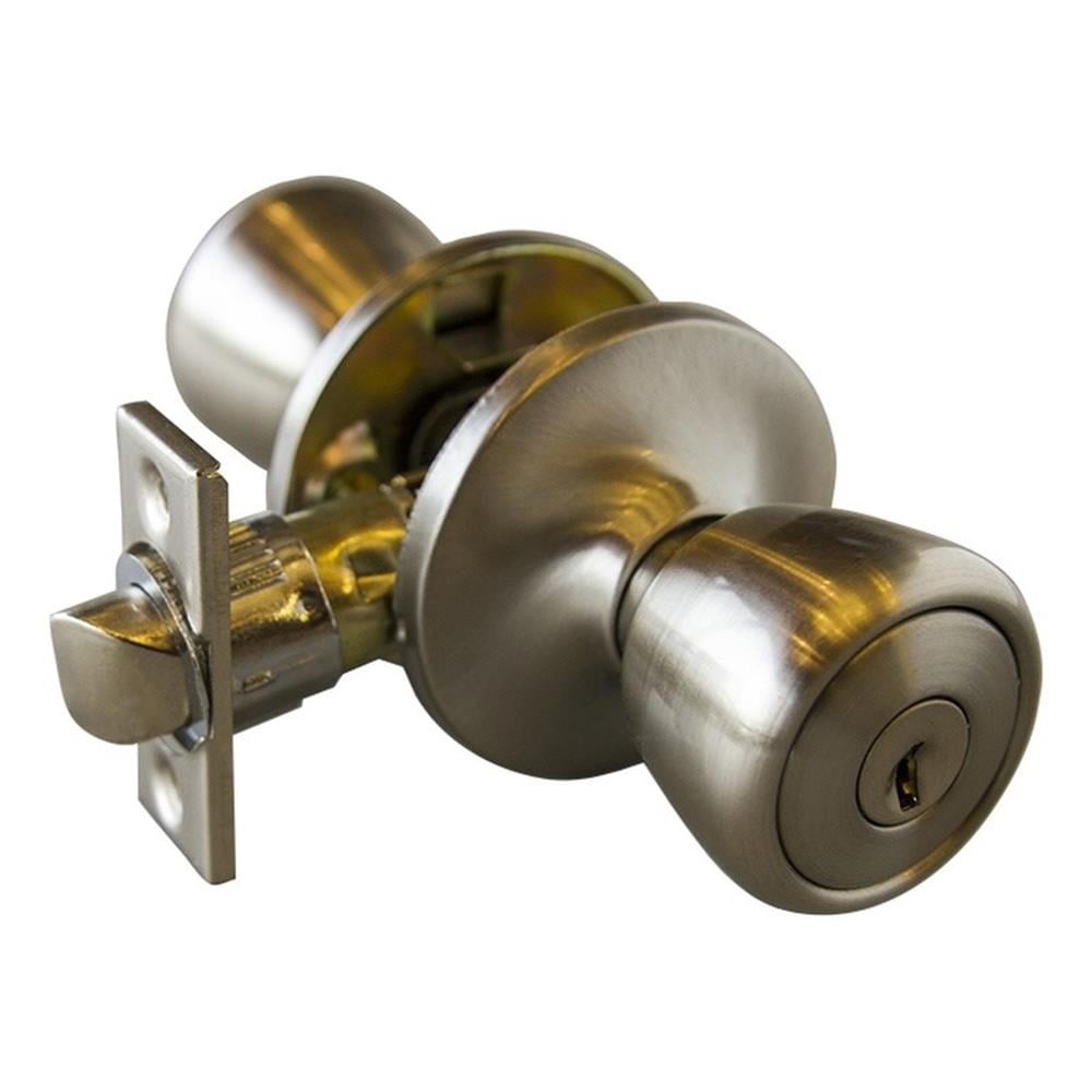 Bowery Hill Terrace 6-Way Keyed Brass Entry Door Knob in Satin Nickel