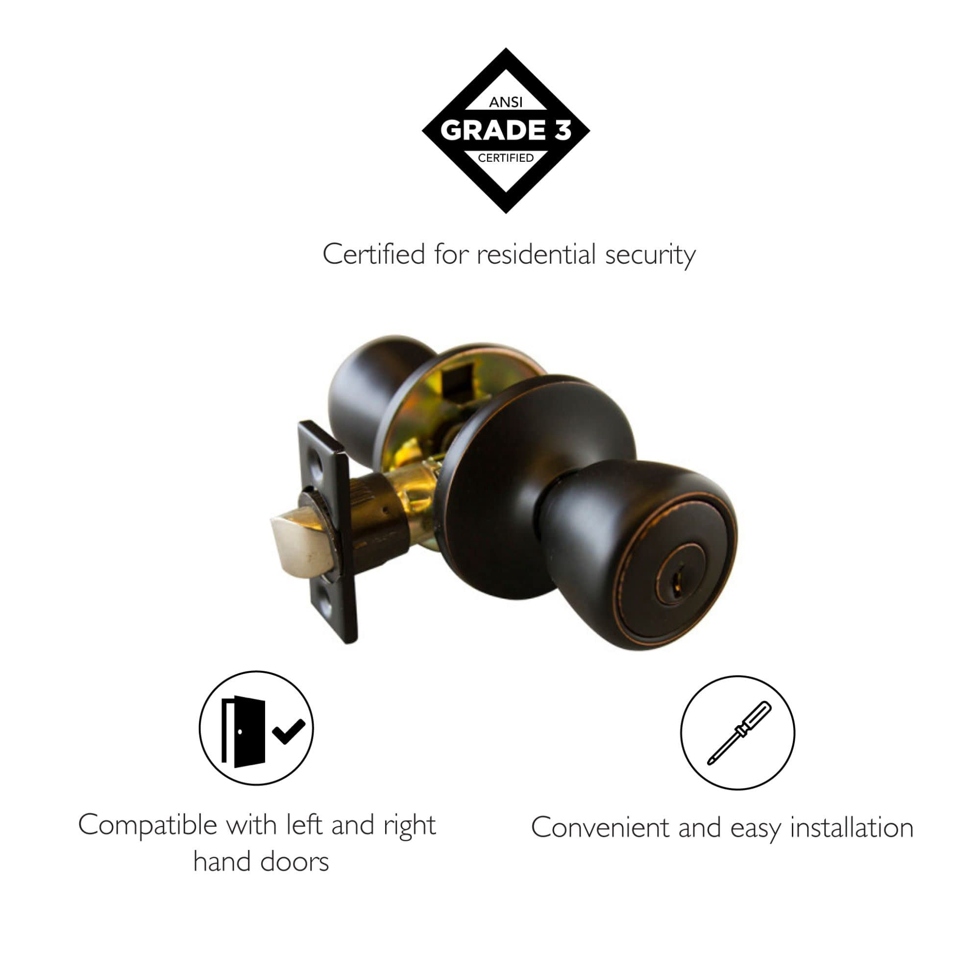 Bowery Hill Terrace Entry Brass Door Knob in Oil Rubbed Bronze