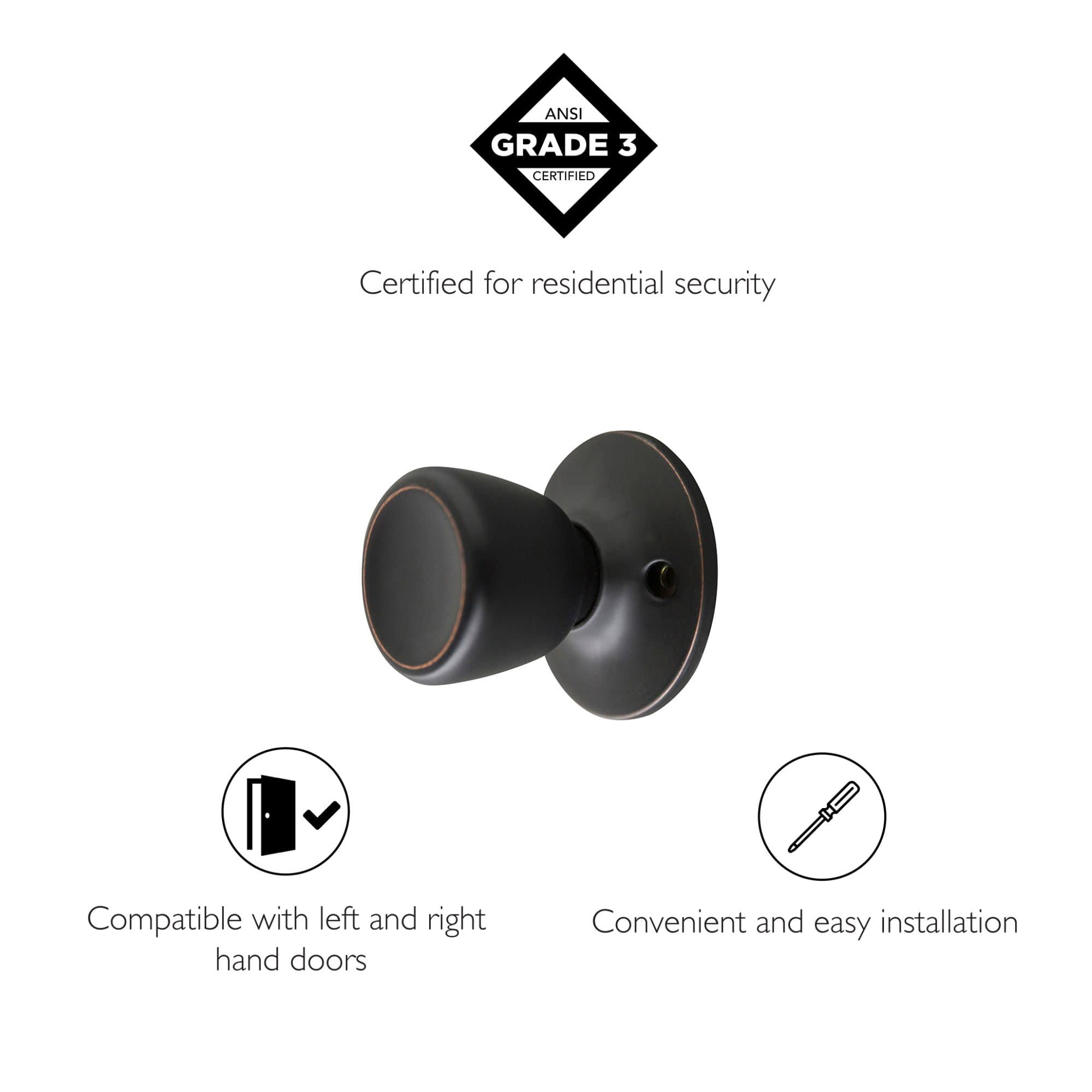 Bowery Hill Terrace Traditional Brass Dummy Door Knob in Oil Rubbed Bronze