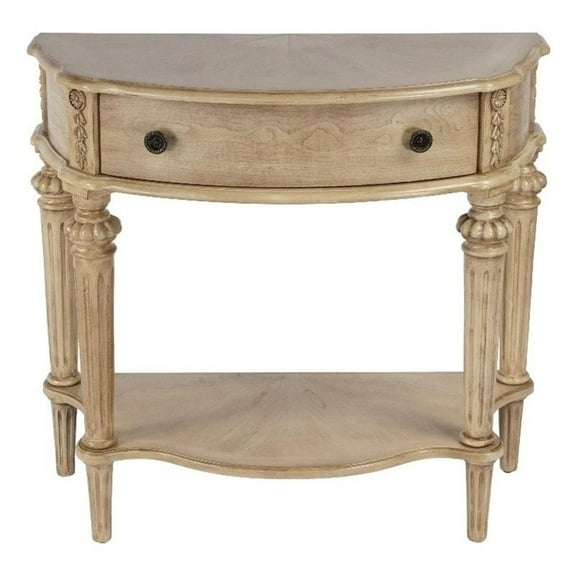 Bowery Hill Traditional 1 Drawer Wood Console Table in Antique Beige