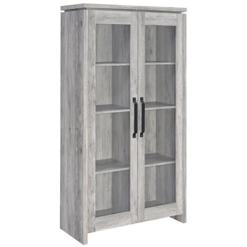 Rustic Gray 69" Particle Board and MDF Curio Cabinet