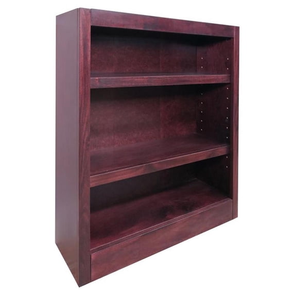 Bowery Hill Traditional 36" Tall 3-Shelf Wood Bookcase in Cherry