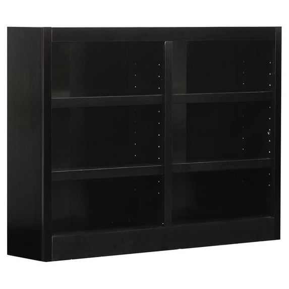 Bowery Hill Traditional 36" Tall 6-Shelf Double Wide Wood Bookcase in Espresso