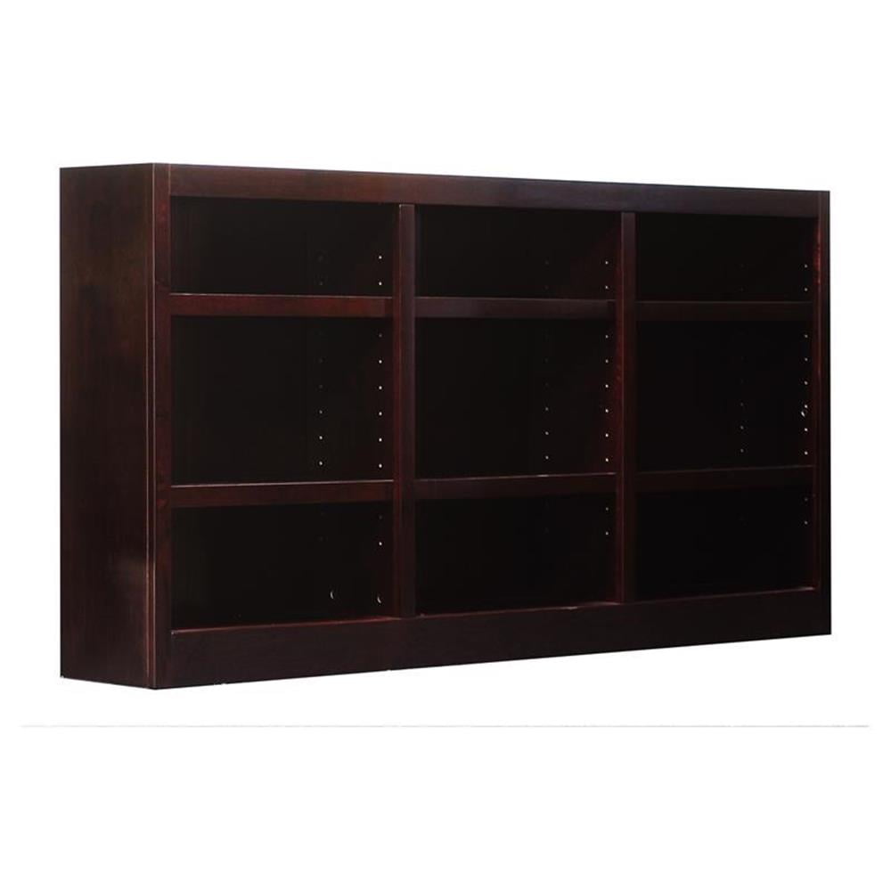 Espresso Cherry 36" Tall 9-Shelf Triple Wide Wood Bookcase