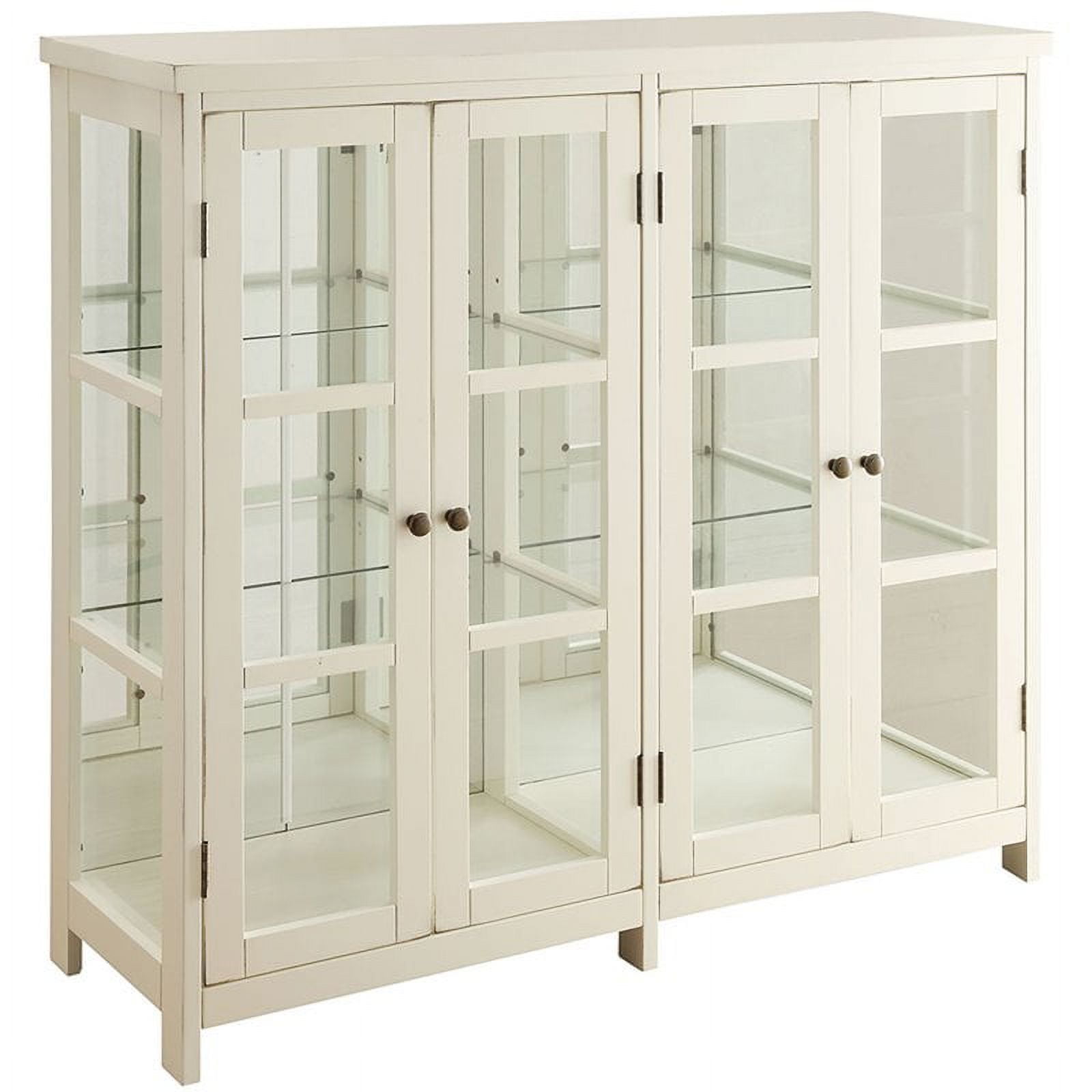 Bowery Hill Traditional 4 Door Glass Curio Cabinet in White
