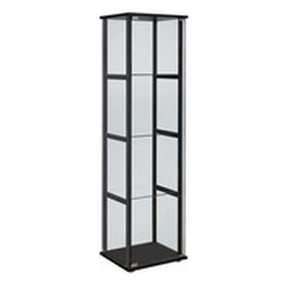 Bowery Hill Traditional 4 Shelf Glass Curio Cabinet in Black