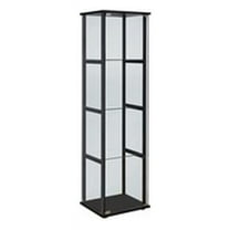 Bowery Hill Traditional 4 Shelf Glass Curio Cabinet in Black