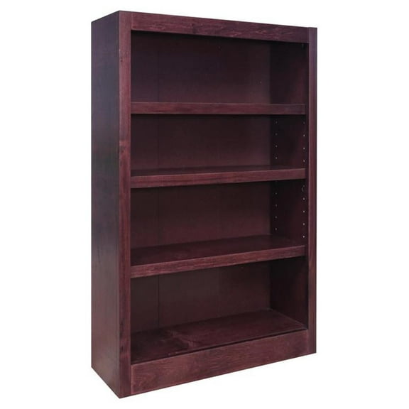 Bowery Hill Traditional 48" Tall 4-Shelf Wood Bookcase in Cherry
