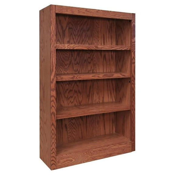 Bowery Hill Traditional 48" Tall 4-Shelf Wood Bookcase in Dry Oak