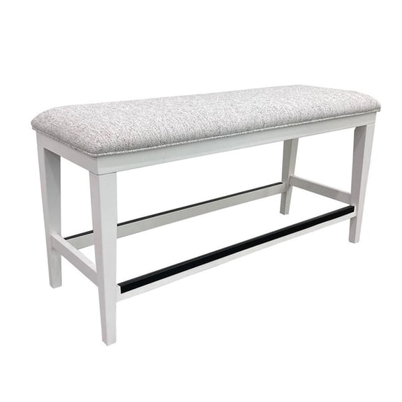 Bowery Hill Wood White Upholstered Counter Bench 49" Unassembled