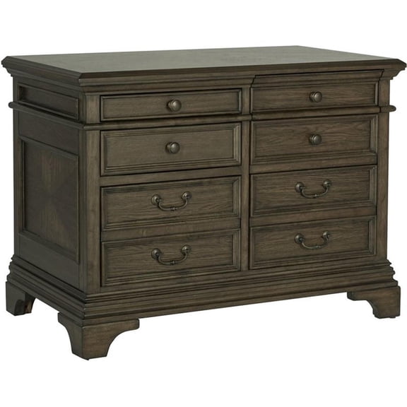 Bowery Hill Traditional 5 Drawer File Cabinet in Burnished Oak