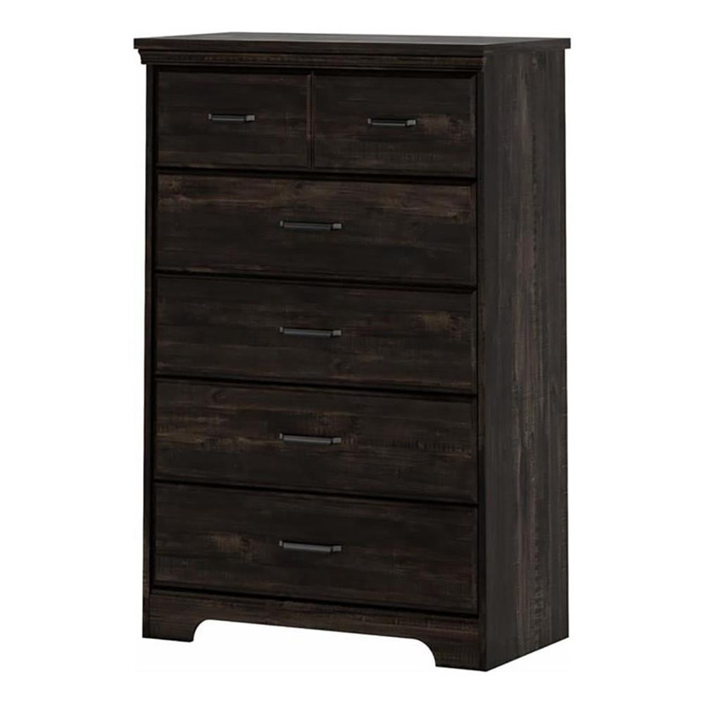 Bowery Hill Traditional 5-Drawer Wood Bedroom Chest in Rubbed Black
