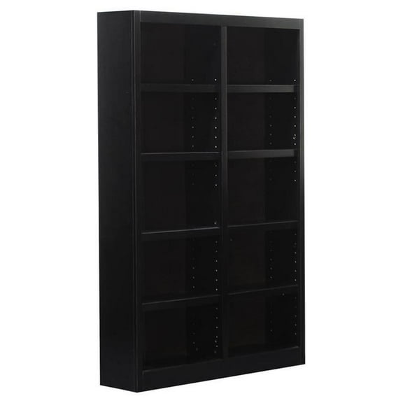 Bowery Hill Traditional 72" Tall 10-Shelf Double Wide Wood Bookcase in Espresso