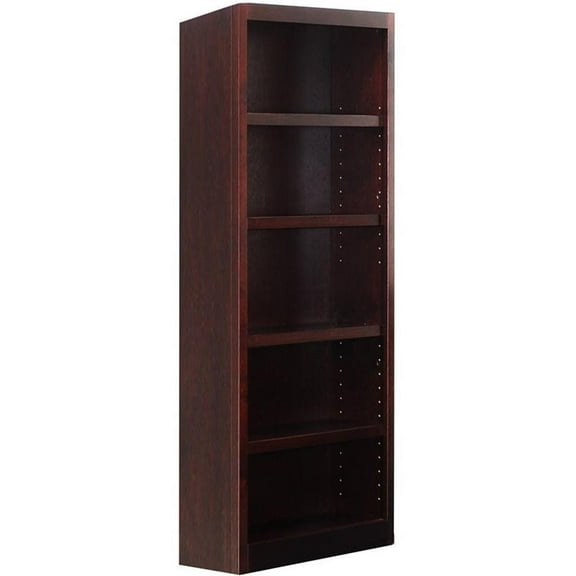 Bowery Hill Traditional 72" Tall 5-Shelf Wood Bookcase in Cherry