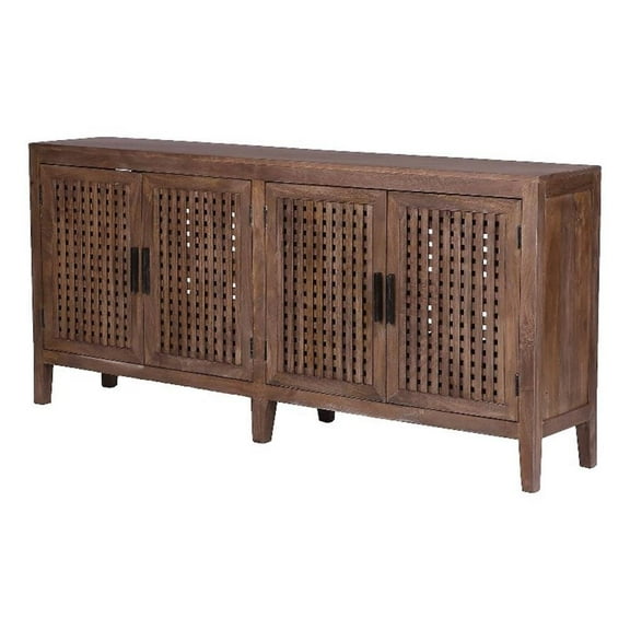 Bowery Hill Traditional 78"W Wood TV Console with 4 Doors in Brown