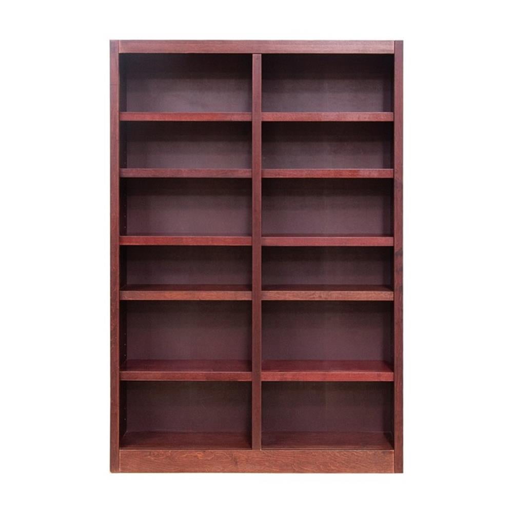 Bowery Hill Traditional 84" Tall 12-Shelf Double Wide Wood Bookcase in Cherry