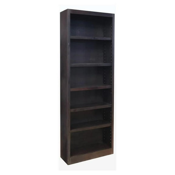 Bowery Hill Traditional 84" Tall 6-Shelf Wood Bookshelf Bookcase in Espresso
