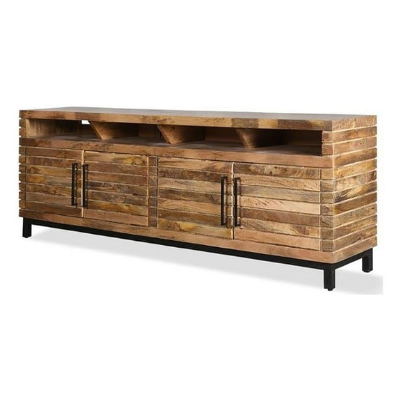 Bowery Hill Traditional 86"W Wood TV Console in Brown Finish