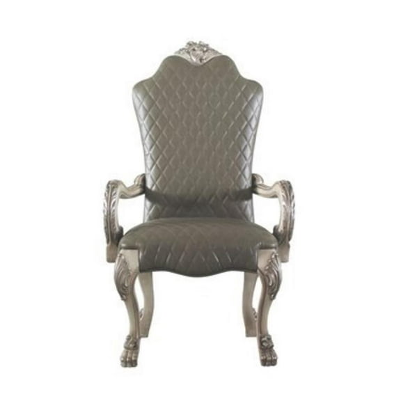 Bowery Hill Traditional Arm Chair in Vintage Bone White and PU (Set of 2)